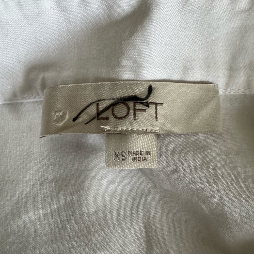 LOFT Ivory White Embroidered Floral Blouse, XS - Picture 8 of 11
